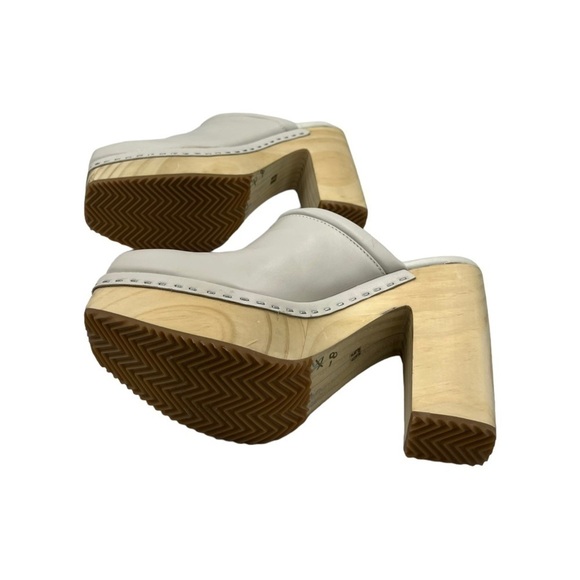 NWOT STEVE MADDEN Alvara Leather Block Heeled Mule Sandals Bone 9.5” - Picture 11 of 13